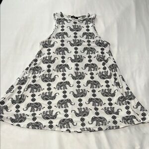 MRT 1030 Black & White Elephant Print Tank Dress
